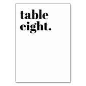 Numéro De Table Mariage Typographie Gras Noir & Blanc Moderne (Dos)