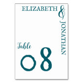 Numéro De Table Mariage Typographie Moderne Sarcelle Foncé (Par défaut)