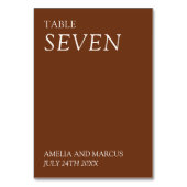 Numéro De Table Mariage Typographique Moderne et Élégant (Dos)