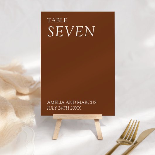 Numéro De Table Mariage Typographique Moderne et Élégant
