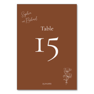 Numéro De Table Mariage végétal minimaliste en terre cuite Boho