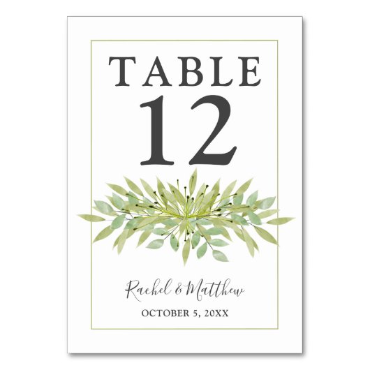 Numéro De Table Mariage verdoyant (Dos)