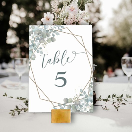 Numéro De Table Mariage verdure eucalyptus rustique