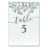 Numéro De Table Mariage verdure eucalyptus rustique (Dos)