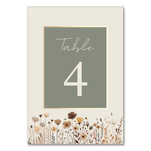Numéro De Table Mariage vert Boho Sage (Par défaut)