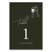 Numéro De Table Mariage vert bois d'olive élégant (Dos)