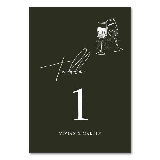 Numéro De Table Mariage vert bois d'olive élégant (Par défaut)
