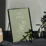 Numéro De Table Mariage vert d'olive poussiéreux | Elégant jardin<br><div class="desc">Apportez à votre réception une élégante sophistication grâce à cette carte de numéro de table mariage vert olive poussiéreuse, avec une délicate illustration de branche d'olivier dessinée à la main associée à un script élégant et à une typographie serif. L'arrière - plan terreux et feutré ajoute chaleur et profondeur, ce...</div>