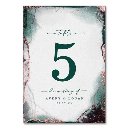 Numéro De Table Mariage vert émeraude Abstrait moderne (Par défaut)