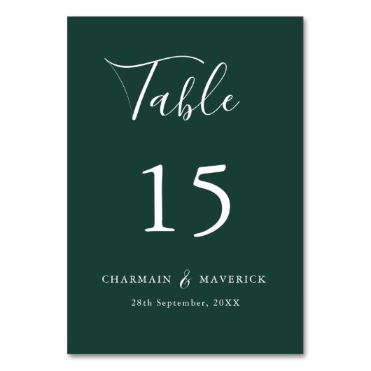 Numéro De Table Mariage vert émeraude simple (Par défaut)