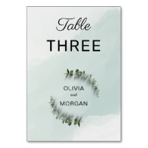 Numéro de table Mariage vert et blanc