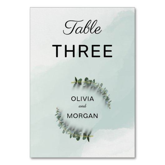Numéro de table Mariage vert et blanc (Dos)