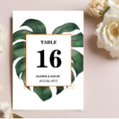 Numéro De Table Mariage vert feuille Monstera