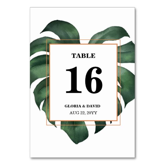 Numéro De Table Mariage vert feuille Monstera (Par défaut)