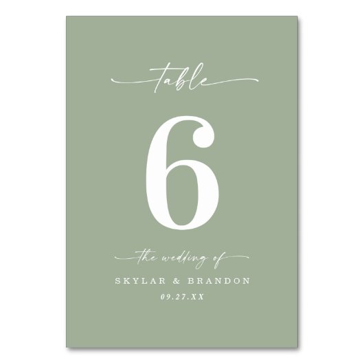 Numéro De Table Mariage vert feuille simple couleur solide (Dos)