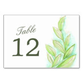 Numéro De Table Mariage vert feuilles d'aquarelle chiffres (Devant)
