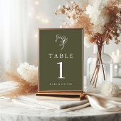 Numéro De Table Mariage vert HEIDI