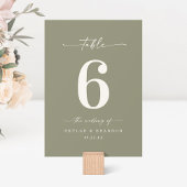 Numéro De Table Mariage vert Lily moyen couleur simple