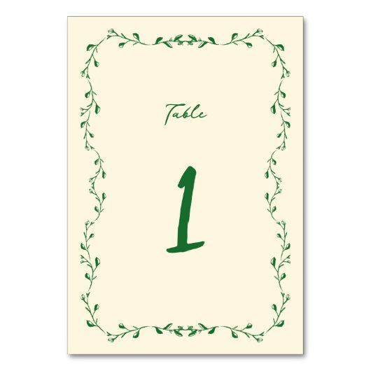 Numéro De Table Mariage vert manuscrit (Par défaut)