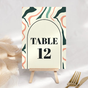 Numéro De Table Mariage Vert Menthe Et Rose Arc En Spirale Rétro