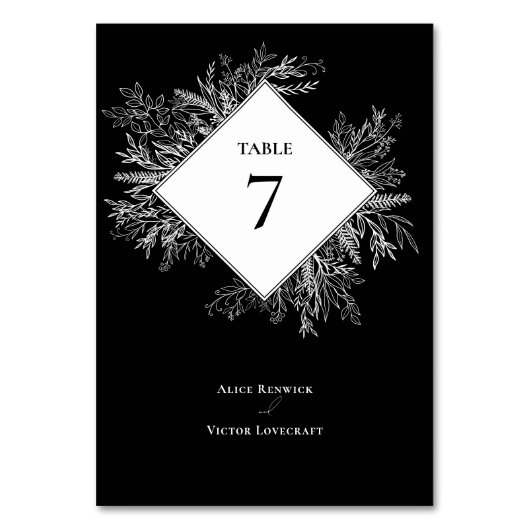 Numéro De Table Mariage vert noir et blanc (Dos)