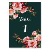Numéro De Table Mariage vert rose et rose rouge foncé moody (Dos)