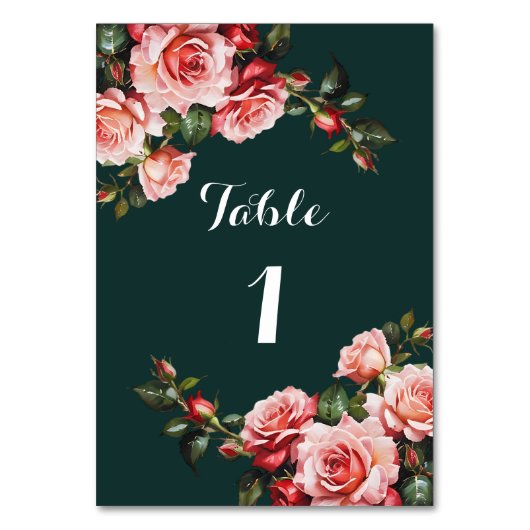 Numéro De Table Mariage vert rose et rose rouge foncé moody (Par défaut)