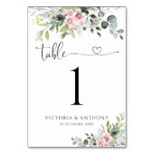 Numéro De Table Mariage vert rose pâle Numéros de tableau (Dos)