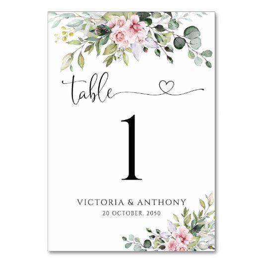 Numéro De Table Mariage vert rose pâle Numéros de tableau (Dos)