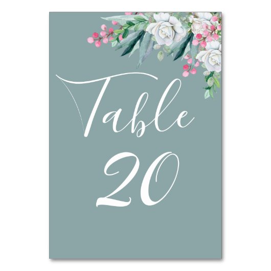 Numéro De Table Mariage vert Sage été (Dos)