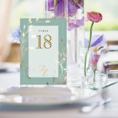 Numéro De Table Mariage Vert Sauge et Or