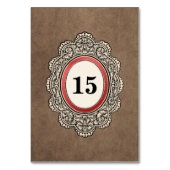 Numéro De Table Mariage Vertical de Style Cuir (Dos)
