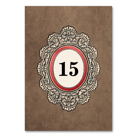 Numéro De Table Mariage Vertical de Style Cuir (Par défaut)