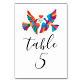 Numéro De Table Mariage vibrant d'oiseaux inspirés du Mexique (Dos)