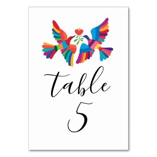 Numéro De Table Mariage vibrant d'oiseaux inspirés du Mexique (Par défaut)
