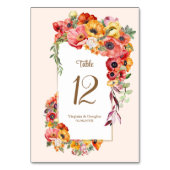 Numéro De Table Mariage Vibrant Poppies (Dos)