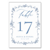 Numéro De Table Mariage victorien Dusty Blue élégant (Dos)