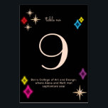Numéro De Table Mariage vintage d'étoiles de néon et de diamants<br><div class="desc">Inspiré par les néons emblématiques du vieux Las Vegas, ce numéro de table est un clin d'oeil coloré et amusant à l'histoire et donne à vos invités un sens de cette ambiance nocturne nostalgique à Vegas. Personnalisez les trois zones de texte pour créer un ensemble personnalisé de numéros de table...</div>