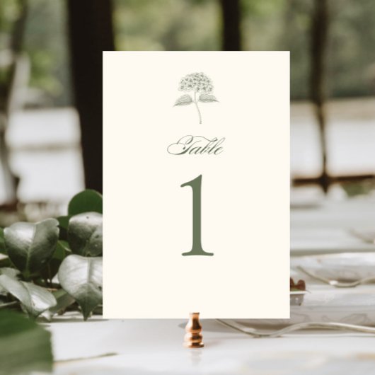 Numéro De Table Mariage Vintage Hydrangea Sauge