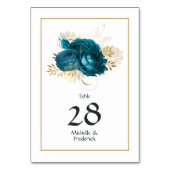 Numéro De Table Mariage vintage Turquoise et Gold Shabby (Dos)