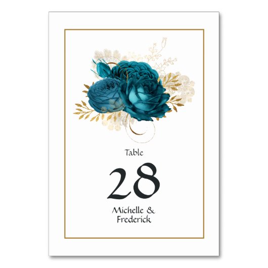 Numéro De Table Mariage vintage Turquoise et Gold Shabby (Par défaut)