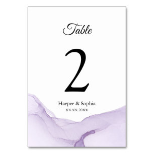Numéro De Table Mariage violet Aquarelle moderne