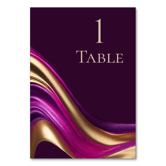 Numéro De Table Mariage-violet moderne Fuchsia et or (Dos)