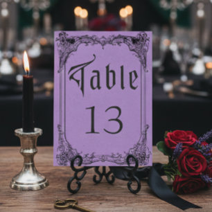 Numéro De Table Mariage Violet Toile Gothique Noir Vintage