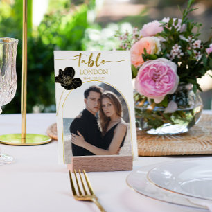 Numéro De Table Mariage Voyage Nom de destination Photo White Gold