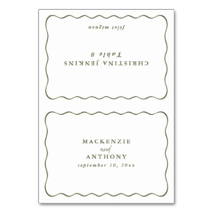 Numéro De Table Mariage Wavy Frame Personnalisé Nom d'hôte Vert