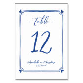 Numéro De Table Mariage Whimsical Dessiné À Main Bleue (Dos)
