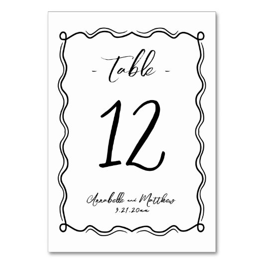 Numéro De Table Mariage Whimsical Quirky tiré à la main (Par défaut)