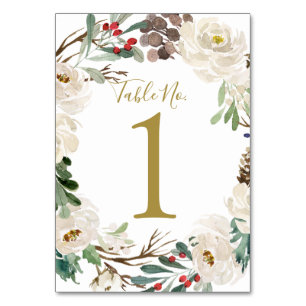 Numéro de table mariage Woodsy Holiday Wreath