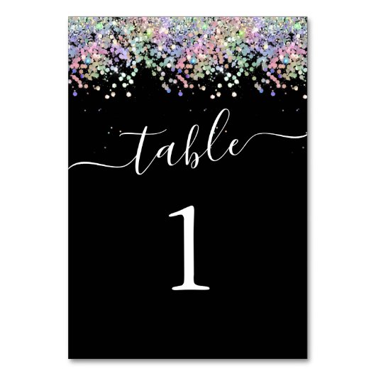 Numéro De Table Mariages élégants Parties scintillant holographiqu (Dos)